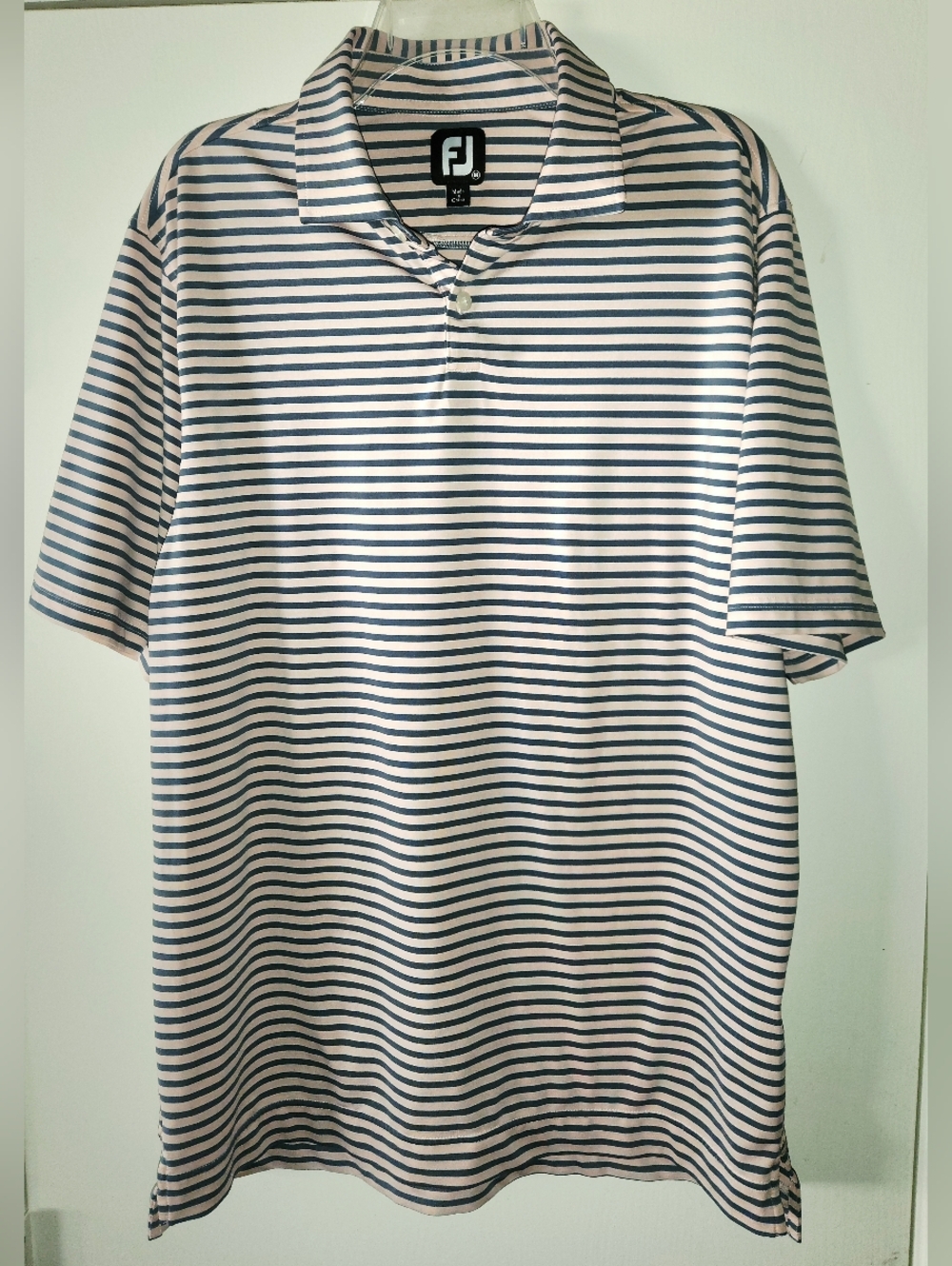 FootJoy Men's Polo Golf Shirt Gray/Light Pink Size Med EUC $28